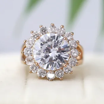 

12mm Round Cut Colorless CZ Ring Topaz Ring Vintage Birthstone Ring 18k White Gold Plated Ring Cooper Ring Anniversarry Ring