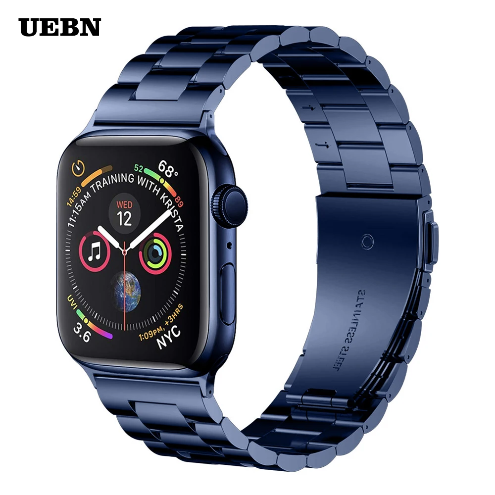 Ремешок UEBN из нержавеющей стали для Apple watch Series 6 40 мм 44 классический металлический