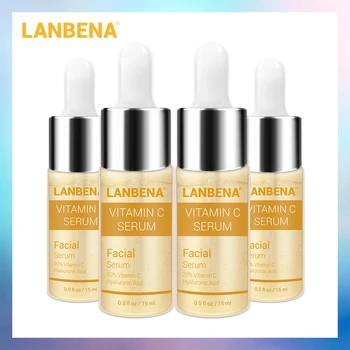 

LANBENA Vitamin C Whitening Serum Hyaluronic Acid Face Cream Snail Remover Freckle Speckle Fade Dark Spots Anti-Aging 4PCS