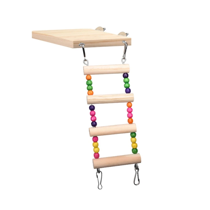 Wooden Parrot Hamster Bird Climbing Ladder Swing Play Toys Set Birds Exercise Perch