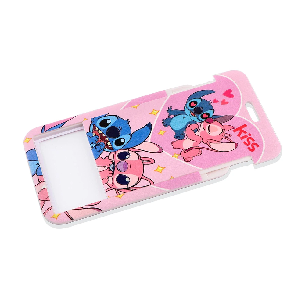 YQ776 Stitch and Pink Angel Lanyard Travel ID Card Cover Badge Holder Cartoon Keychain Neck Strap Telephone Cord Lariat