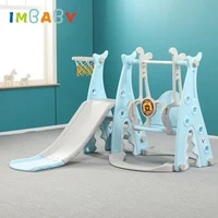 IMBABY Children Slide Swing Chair Combination Baby Basketball Playground Kindergarten Child Baby Favorite Toys+Water Flood Board 1