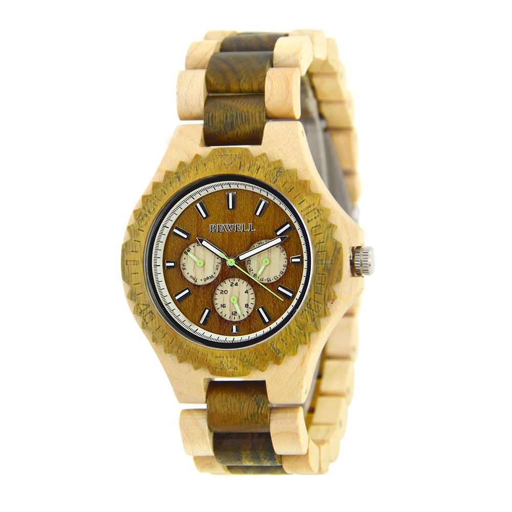 

Men Wood Watches Unique Sub-dials Night Luminous Stylish Analog Handmade Wristwatch