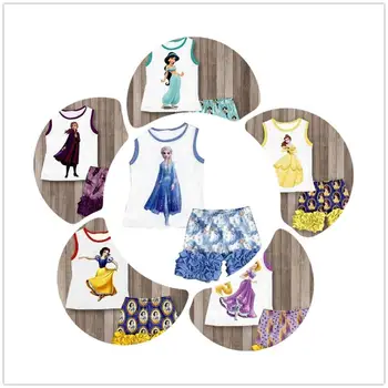 

Adorable princesses tank tee shorts clothes for girls toddler kids girl's casual wear boutique outfit hotsale