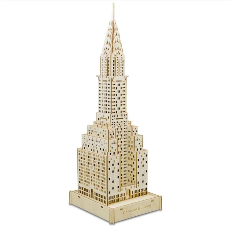 Набор для сборки по дереву Пазлы обучающие игры DIY Chrysler building 3d деревянные пазлы для детей и взрослых подарки на Рождество и день рождения