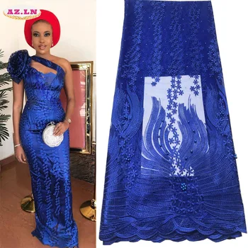 

Lace Fabric Royal Gold French Lace Fabric With Beads Nigerian French Fabric High Quality African Tulle Lace Fabric A19B8