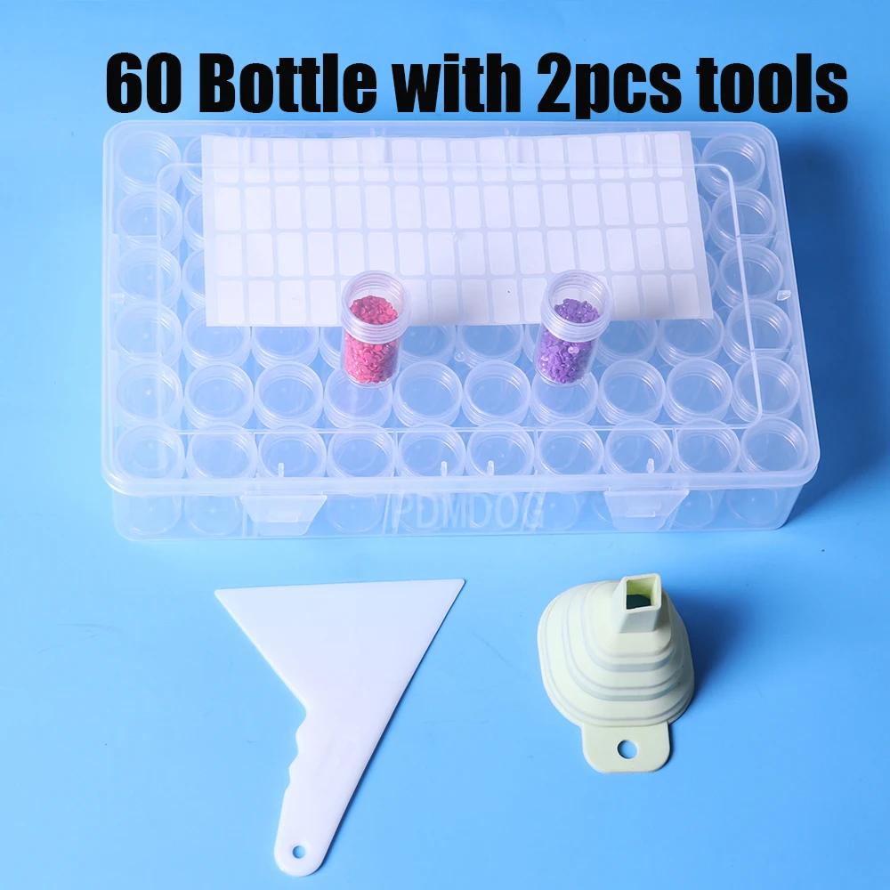 

60/120 Bottles Diamond Painting Tools Accessories Storage Box Beads Container Diamond Embroidery Stone Mosaic Convenience Box