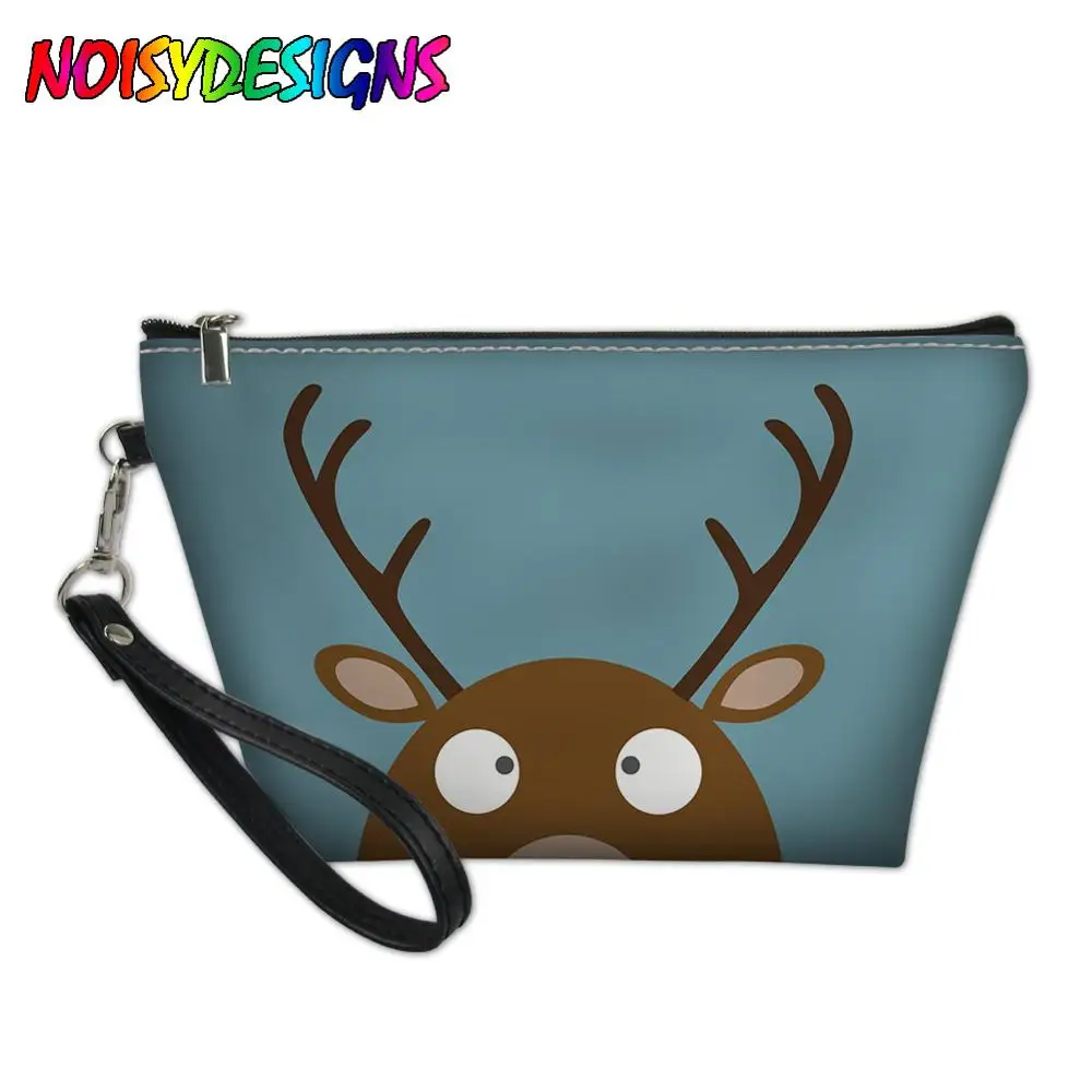 NOISYDESIGNS Girl Makeup Bag Large Make Up Case Colorful Christmas Deers Travel Pouch Organizer for Cosmetics Toiletry Bag