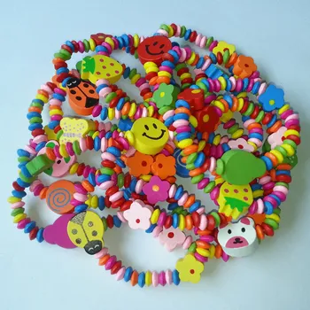 

Girls Candy Color Princess Party Bag Prizes Fillers Favours Wood Beads Bracelets Birthday Gift