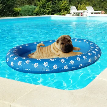 

Oval Inflatable Pet Float Claw Pattern Cooling PVC For Dog Cat Bite Resistant Strong Bearing Portable Foldable Swimming Pool