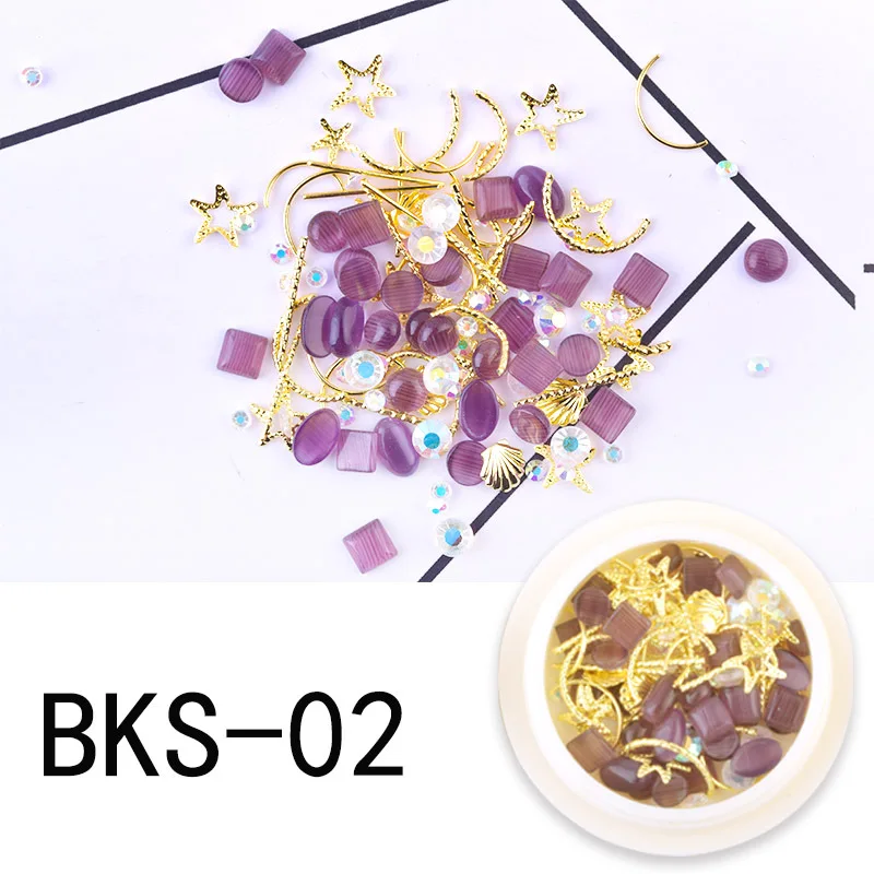 BKS-02 Разноцветные стразы, ногти, опал, кристалл, мокко, вате, капля, конский глаз, 3D блеск, украшение для ногтей - Цвет: BKS-02