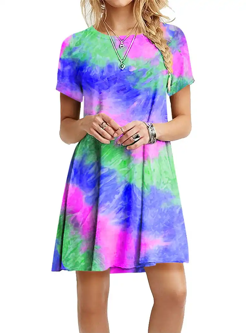 rainbow tie dye t shirt dress