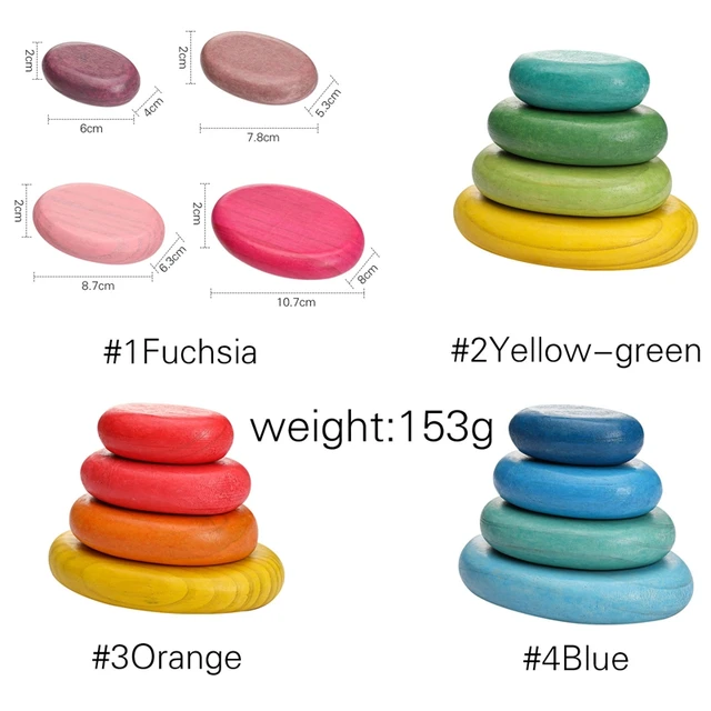 Baby Wooden Building Block Montessori Educational  Rainbow Stacked Stone Balanced Stacking Toys BPA Free Children Gifts 2