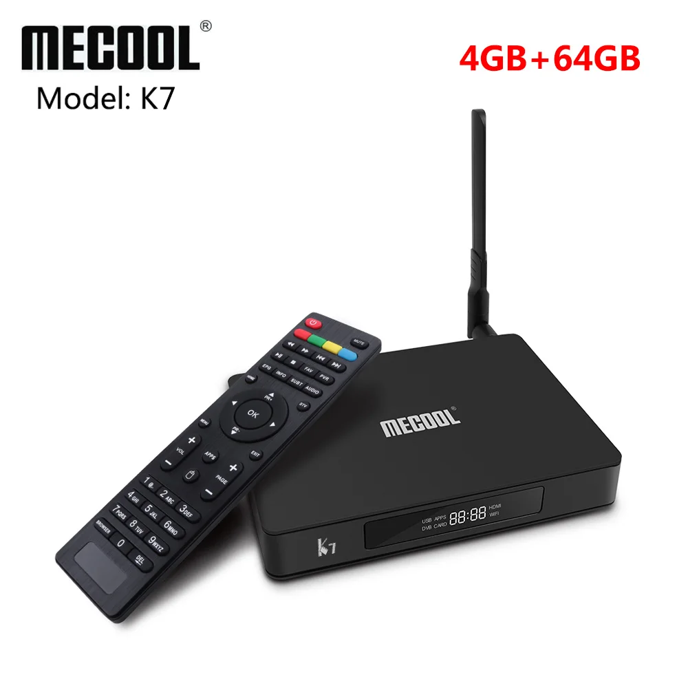 only K7 MECOOL K7 Smart Android 9,0 tv Box Amlogic S905X2 DVB-T2 DVB-S2 ТВ приемник 4 Гб DDR4 64 Гб rom 4K телеприставка DVB-C медиаплеер - Цвет: only K7