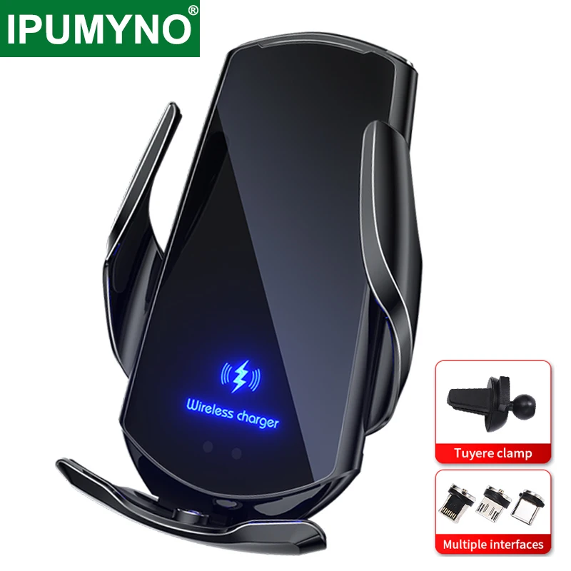 15w Qi Wireless Charger Car Mobile Phone Holder Stand Bracket Magnetic Support Automatic Telephone Clip For Iphone Accessories