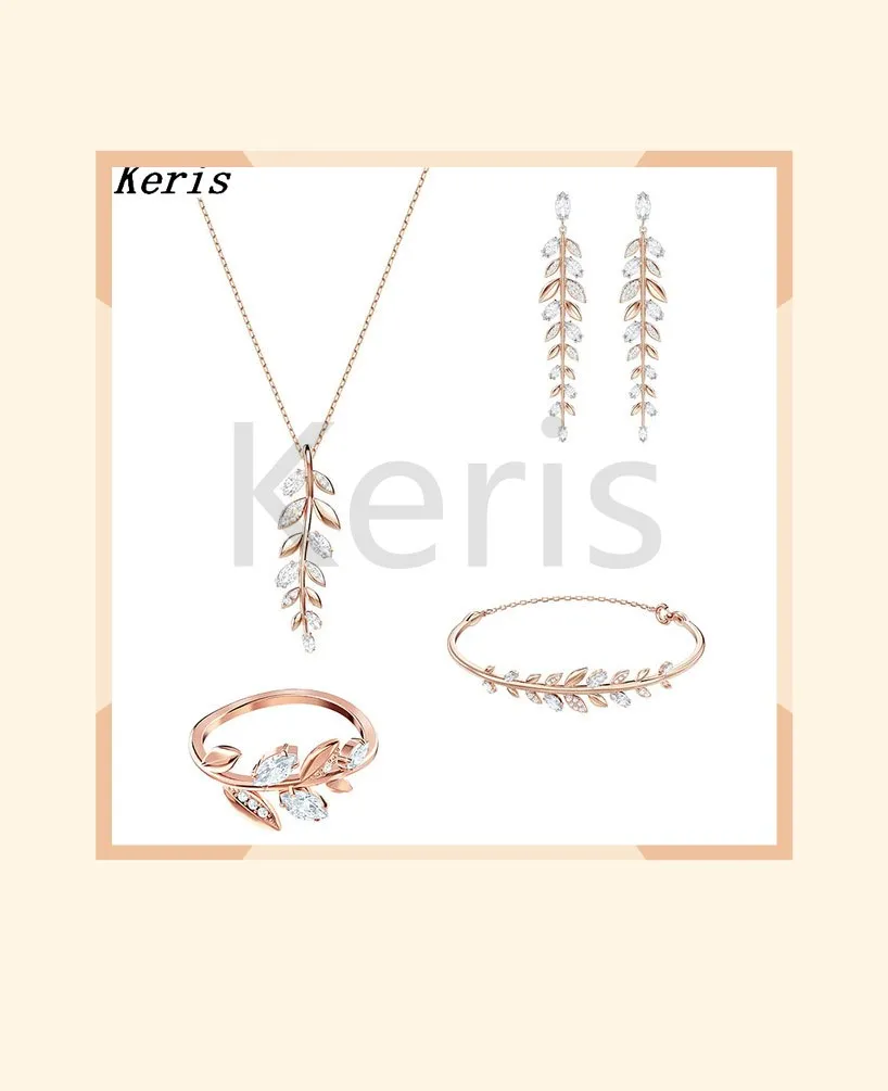 

2019 Exquisite Fashion New Mayfly Leaf Necklace Bracelet Set Original Female Bright Zircon Romantic Girlfriend Birthday Gift Set