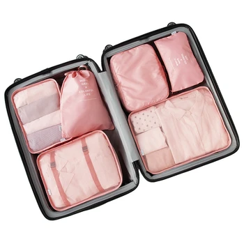

Hot 7Pcs/Set High-Grade Suitcase Organizer Shoes Organizer Set Luggage Organizer Laundry Pouchs Packing Set Travel Storage Bag