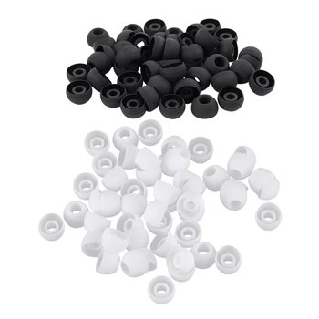 

100 Pcs Earbuds Earpiece in Ear Buds Tip Cover Replacement, 50 Pcs Black & 50 Pcs White