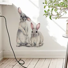 

Two cute rabbits Wall sticker Children's kids room home decoration removable wallpaper living room bedroom mural bunny stickers