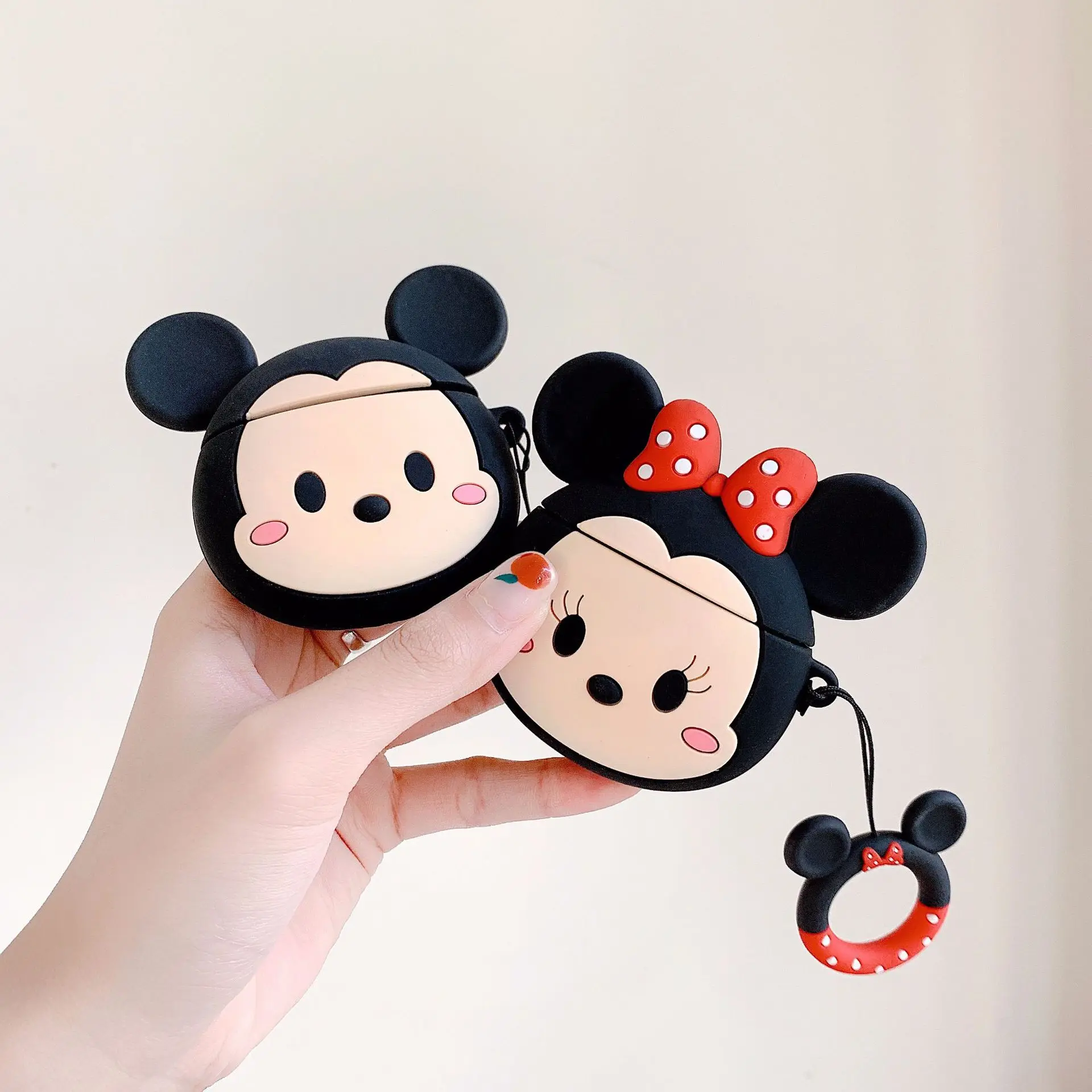 

Luxury Cute Case for AirPods Silicone Round Mickey Minnie Bluetooth Earphone Case for Apple Airpods 2 Cartoon Protective Cover