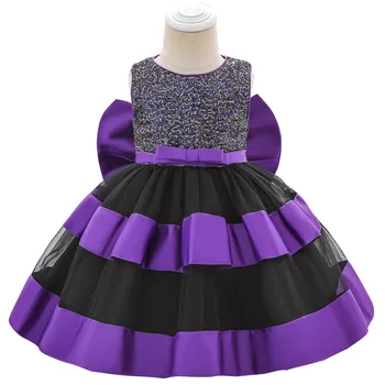 

New Kids Dresses Baby Birthday Dress Sequins Striped Flower Girl Photography Dress