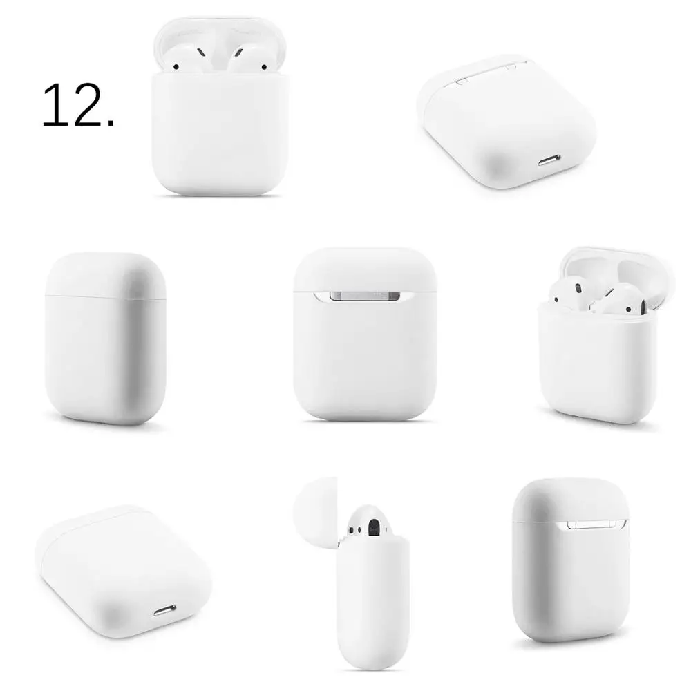 Тонкий силиконовый чехол для наушников для Apple Airpods, чехол для AirPods, беспроводная зарядная коробка, ультра тонкий защитный чехол для AirPods - Цвет: 12.White