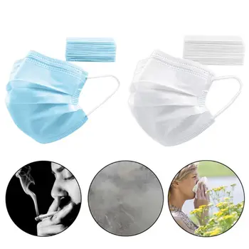 

50Pcs Disposable Face Mask Individually Wrapped 3 Layer Breathable Melt-Blown Nonwoven Protective Earloop Mouth Cover