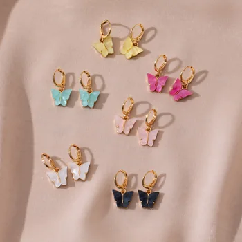 

Fashion Korean Butterfly Dangle Earrings for Women Acrylic Earrings Aretes Aro Boho Mujer Cute Earring Jewelry Girl