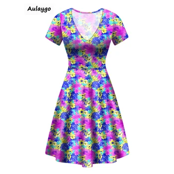 

2020 Summer Long Dresses Women Vintage Tropical Flowers Printed Plus Size Femme Short Sleeve V-neck Beach Dress Sukienki Letnie
