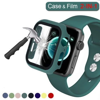 

360 Full PC Bumper with Glass Watch case for Apple watch 6/SE/5/4/3 matte hard Cover for iwatch Series 6 SE 40MM 44MM 38MM 42MM