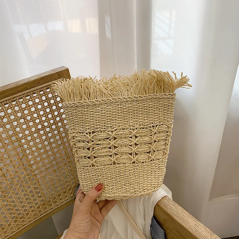 

Non-mainstream New Arrival Bag Women's 2019 Straw Weaving Bucket Bag Simple Elegant Versatile Crossbody Bag