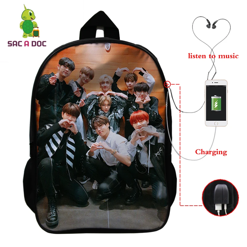 Mochila Kpop рюкзак для детей женский многофункциональный USB зарядка латоп рюкзак школьные сумки для подростков девочек мальчиков рюкзак для путешествий - Цвет: 17