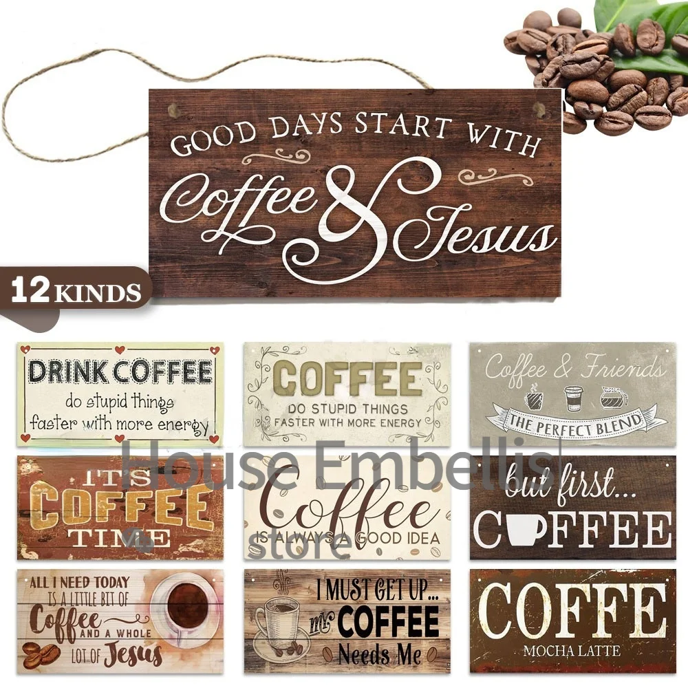 Vintage Coffee Wooden Plaques Cafe Club Decorative Door Sign Kitchen Hanging Home Decor | Дом и сад