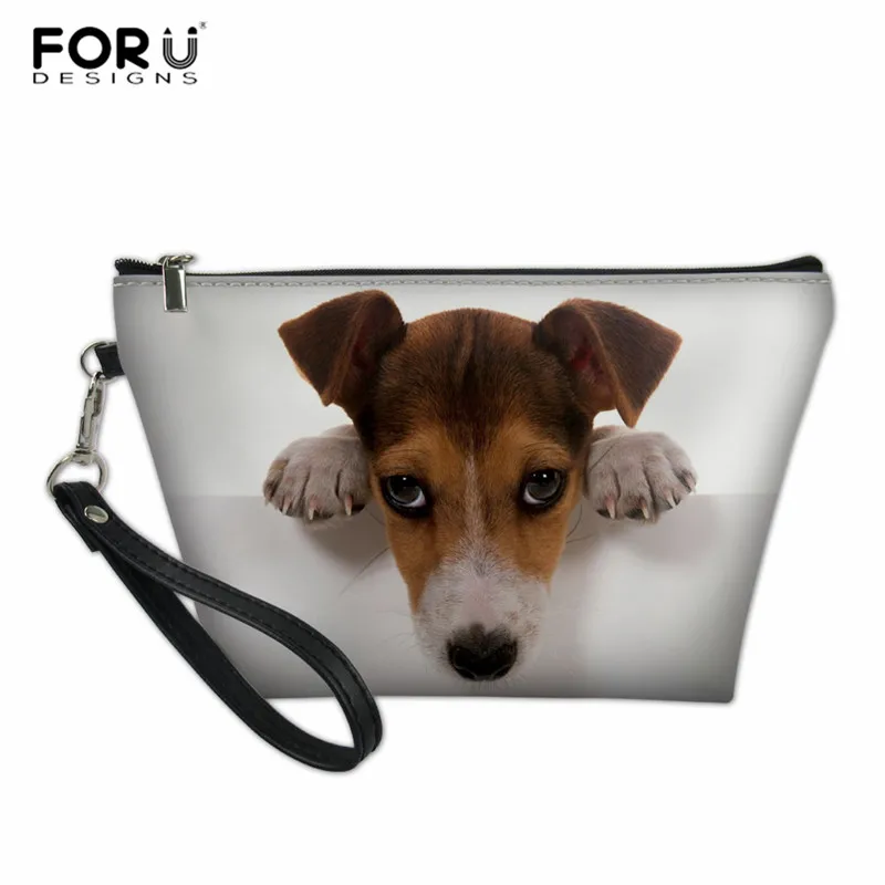 

FORUDESIGNS White Cosmetic Bag Jack Russell Terrier Printed Magic Makeup Pouch neceser mujer Toiletry Travel Bag for Women