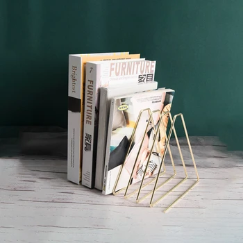 

Nordic Gold Retractable Magazine Holder Metal Triangle Desk Organizer Storage Paper Document Tray File Folder Office Accessories