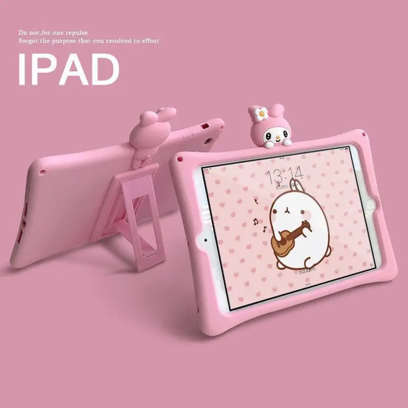 

Cute Cartoon Silicone Soft Tablet Case For iPad 5th Air 6th Air 2 Pro Mini 1/2/3 Shockproof Case With Bracket