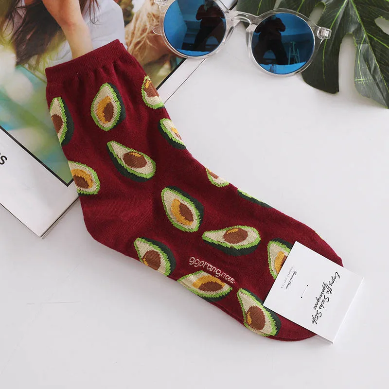 Harajuku счастливые мужские носки, забавные мультяшные носки с фруктами, авокадо, бананом, бургером, фри, пивом, печеньем, жареной курицей, носки для скейтборда - Цвет: 12