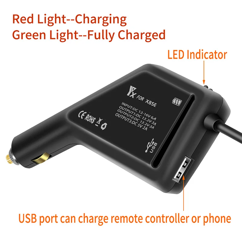  Free Shipping FIMI X8 SE Car Charger Fast Charging 2 in1 Battery / Remote Controller Charger For FI