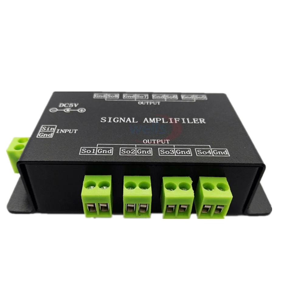 LED Signal Amplifier via SPI output signal Symphony 8 control group Amplifier DC5V 12V for ws2811 2812 strip music controller