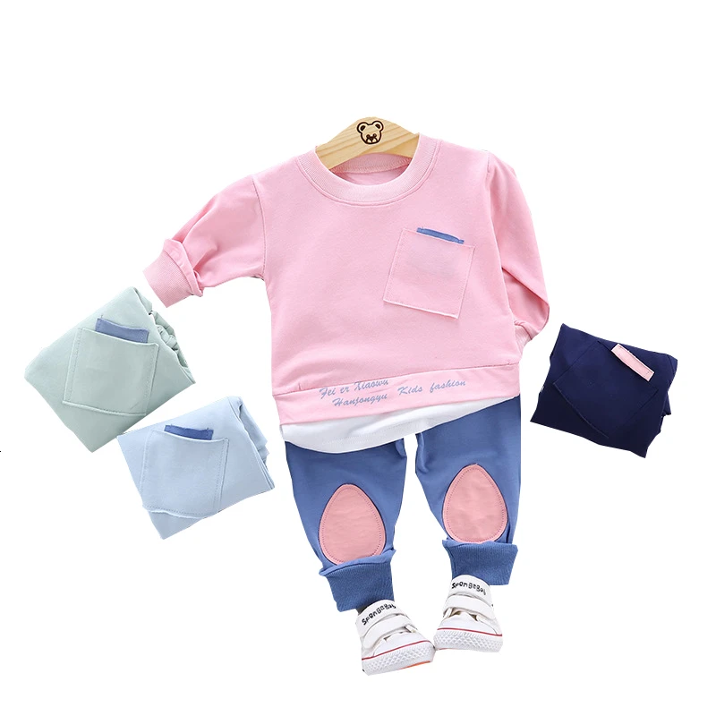 New Spring Autumn Baby Girl Clothes Boys Clothing Infant Long Sleeve T-shirt Pants 2pcs/sets Toddler Cute Tracksuits Kids Suits | Детская
