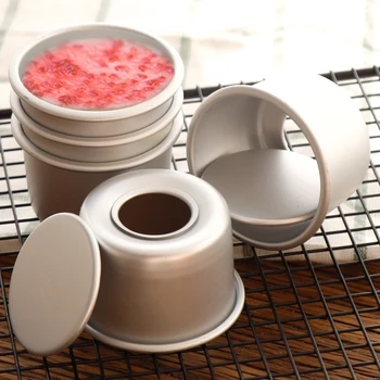 

5pcs Round Mini Cake Mold Aluminum Alloy Cupcake Pudding DIY Removable Safe Eco-Friendly Simple Baking Tools Pastry Accessories