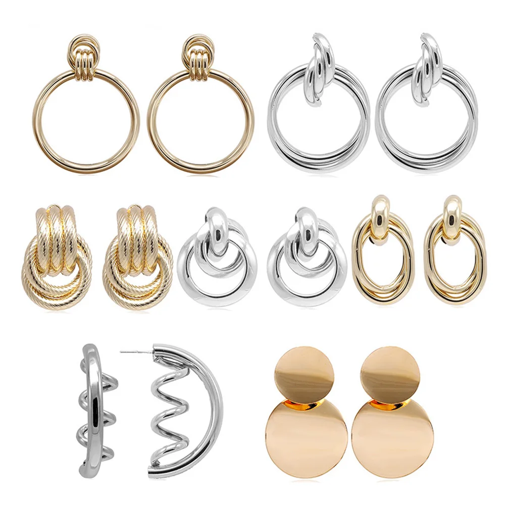 Fashion Big Geometric Filigree Round Earrings Dangle Drop Earing Statement for Women Modern Female Jewelry | Украшения и