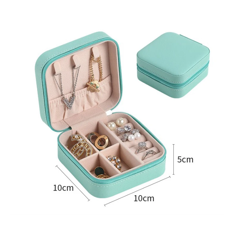 Top Simple PU Storage Unique Blue Jewelry Box Wholesale Creative Portable Travel Storage Box Earrings Small Mini Romantic Box