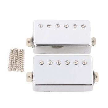 

Set of 2 Electric Guitar Humbucker Pickup Neck Bridge Pickups for LP Guitar Accessories Chrome