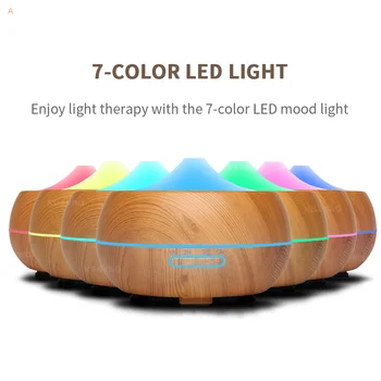 

deep wood Cool Mist Humidifier Aromatherapy Diffuser Ultrasonic Humidifier Aroma Essential Oil Diffuser With 7 Color 300ml LED
