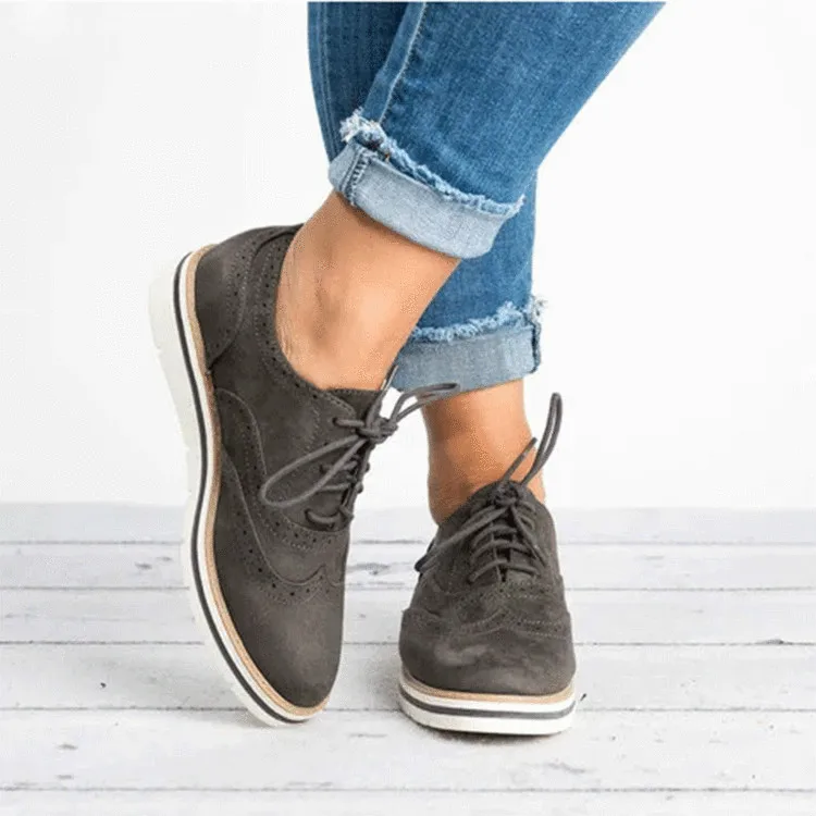 

Rubber Brogue Shoes Woman Platform Oxfords British Style Creepers Cut-Outs Flats Casual Women Shoes PU Footwear Loafers Shoes