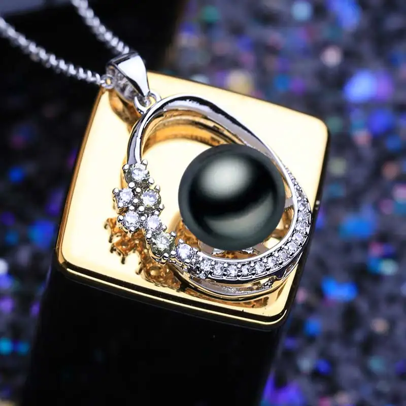 FENASY натуральное жемчужное ожерелье для женщин жемчужное ювелирное изделие персонализированный кулон с цепочкой кубический цирконий ожерелье-чокер - Цвет камня: C black pearl