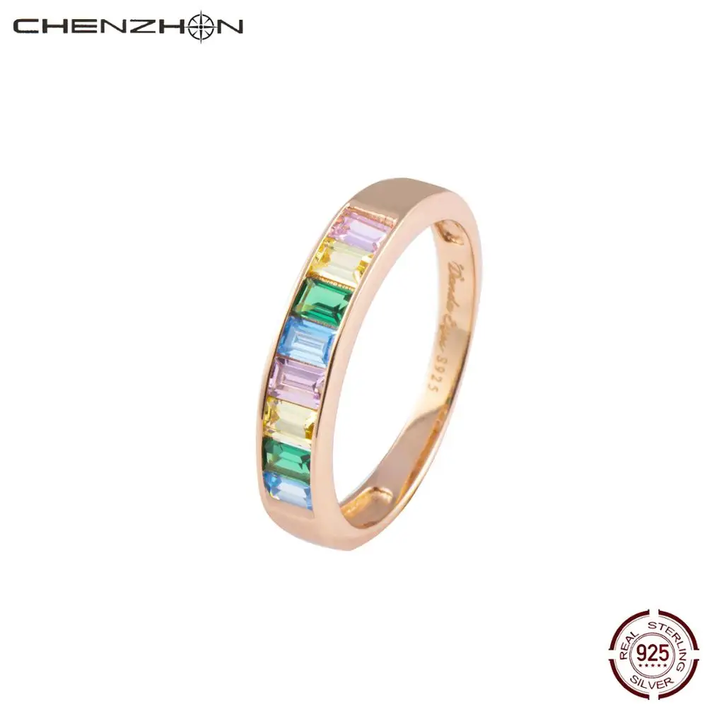 CHENZHON Серебро 925 кольца для женщин с покрытием из розового золота моды