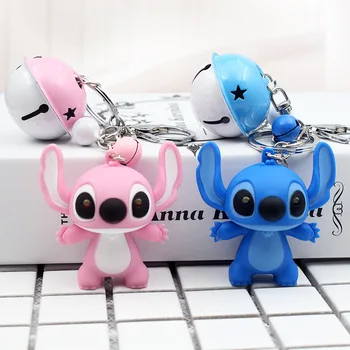 

Cartoon Lilo & Stitch Keychain Anime Cute Ohana Friendship Pendants Key Chain 3D Car Keyring Metal Resin Chaveiro Gifts