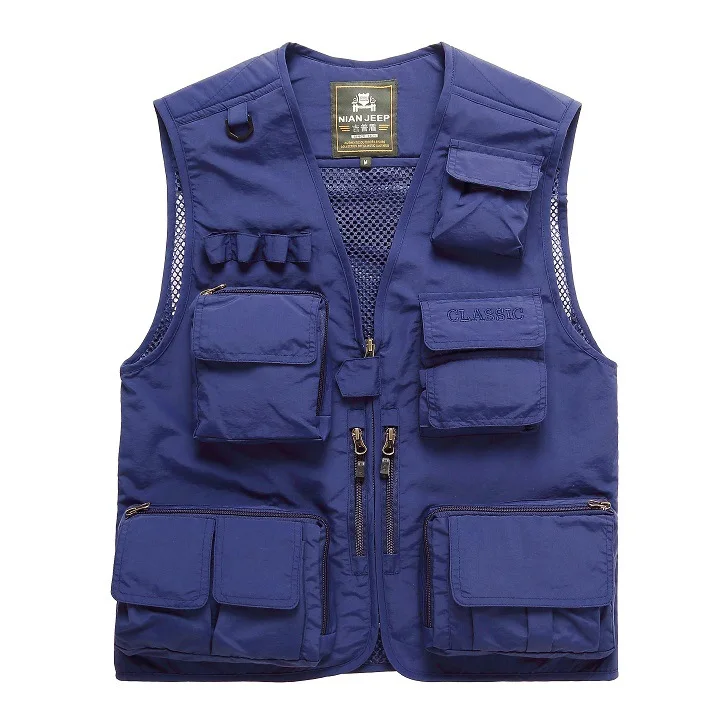 Nianjeep Men's Casual Outdoor Removable Multi-pockets Vest Travel Photography Mesh Quick-Dry Fishing Vest